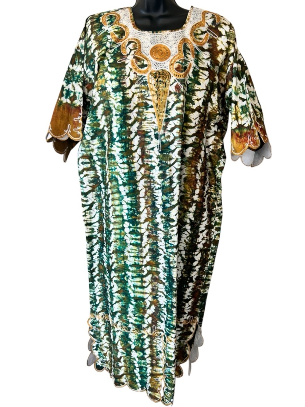 Vintage African Cotton Kaftan Tie Dye Dress